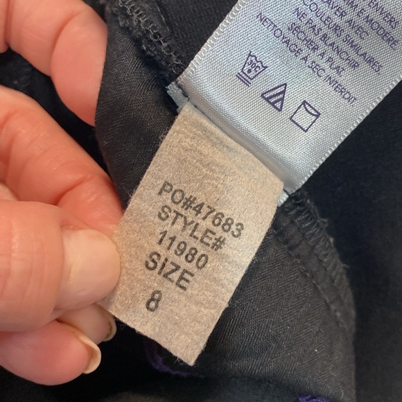 NYDJ lift tuck bootcut trouser black leather trim 8 pant stretch legging pull on - Picture 4 of 6